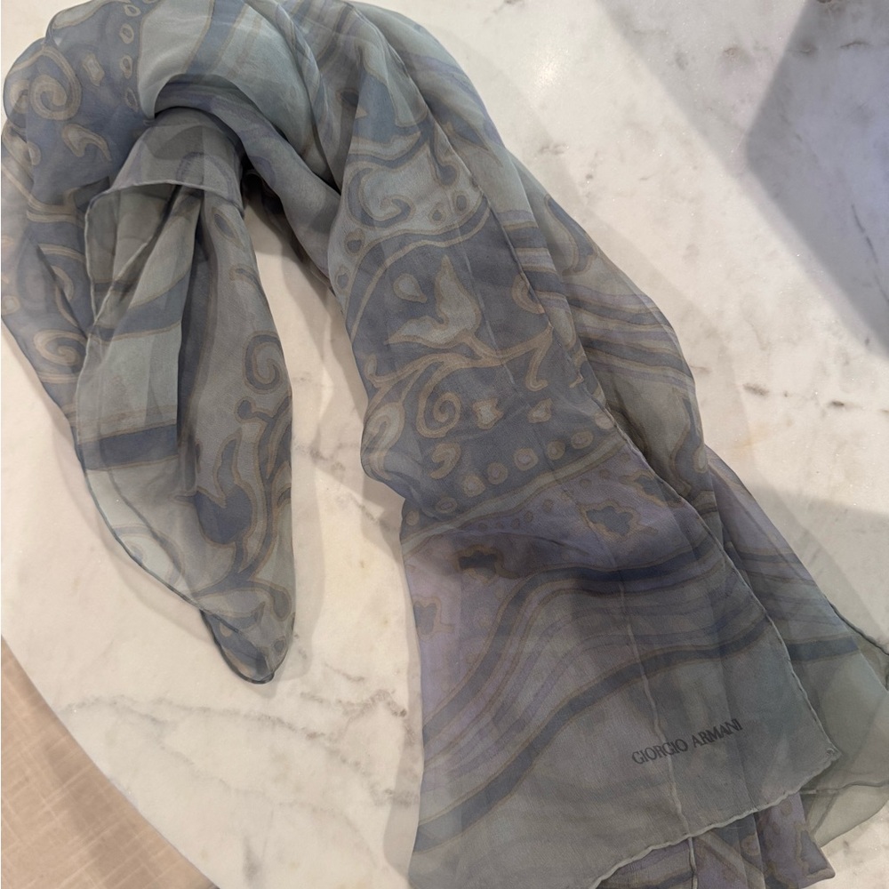 Giorgio Armani Blue Silk Scarf